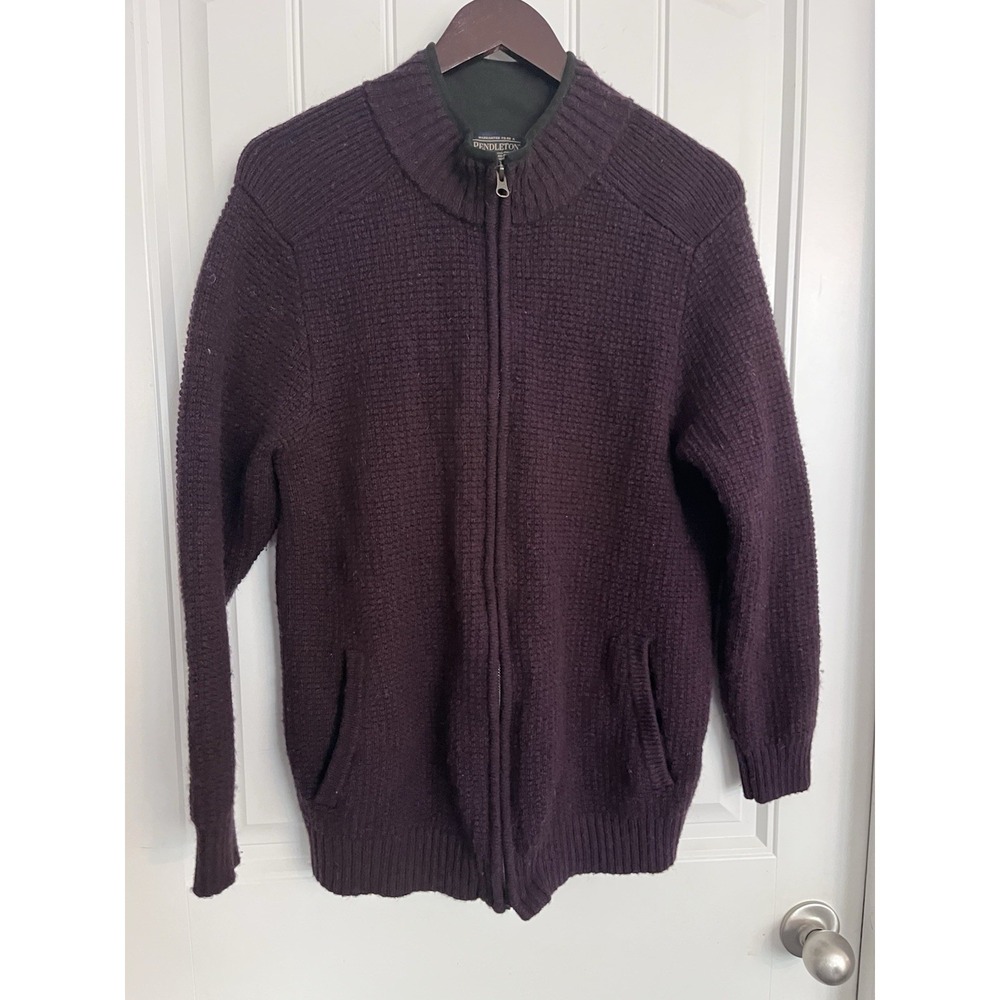 Pendleton Washable Wool Full Zip Sweater Jacket Men's Small Fleece Pockets CC